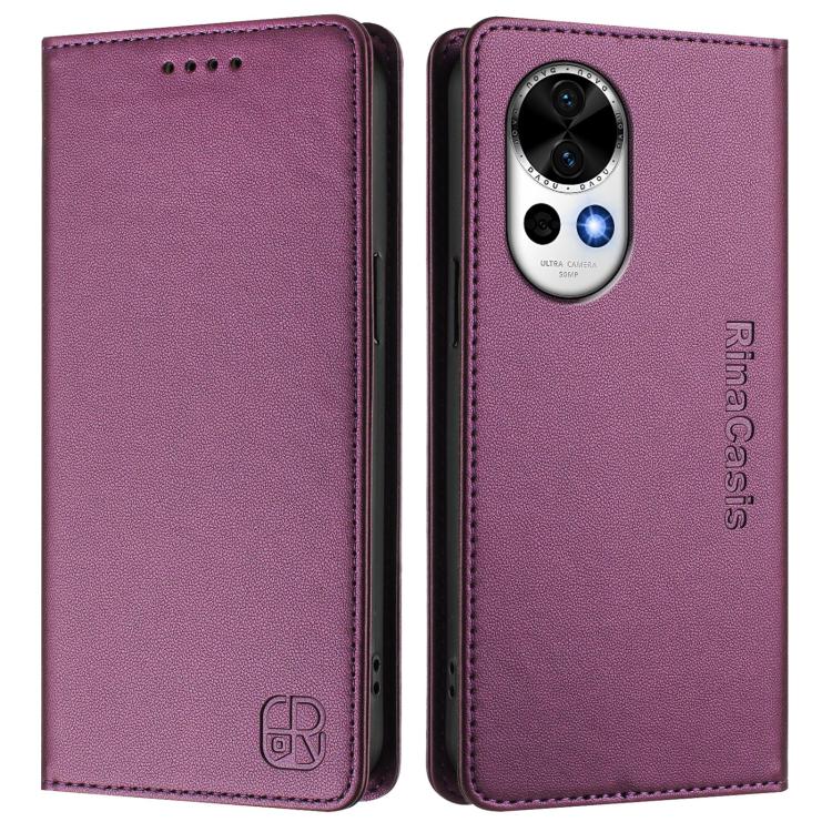 For Huawei Nova 13 / Nova 12 RC01 Dual-Folded Magnetic Suction RFID Leather Phone Case