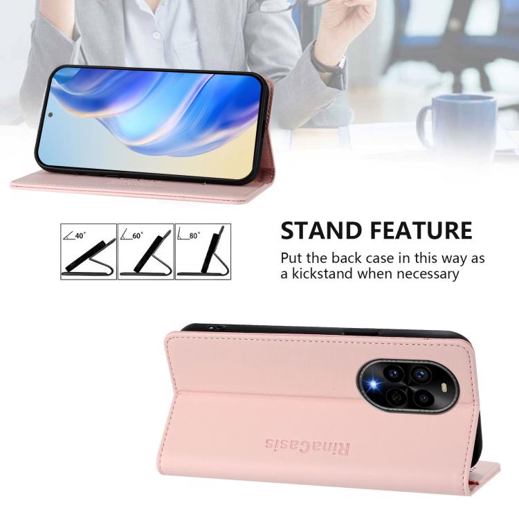 For Huawei Nova 13 Pro RC01 Dual-Folded Magnetic Suction RFID Leather Phone Case