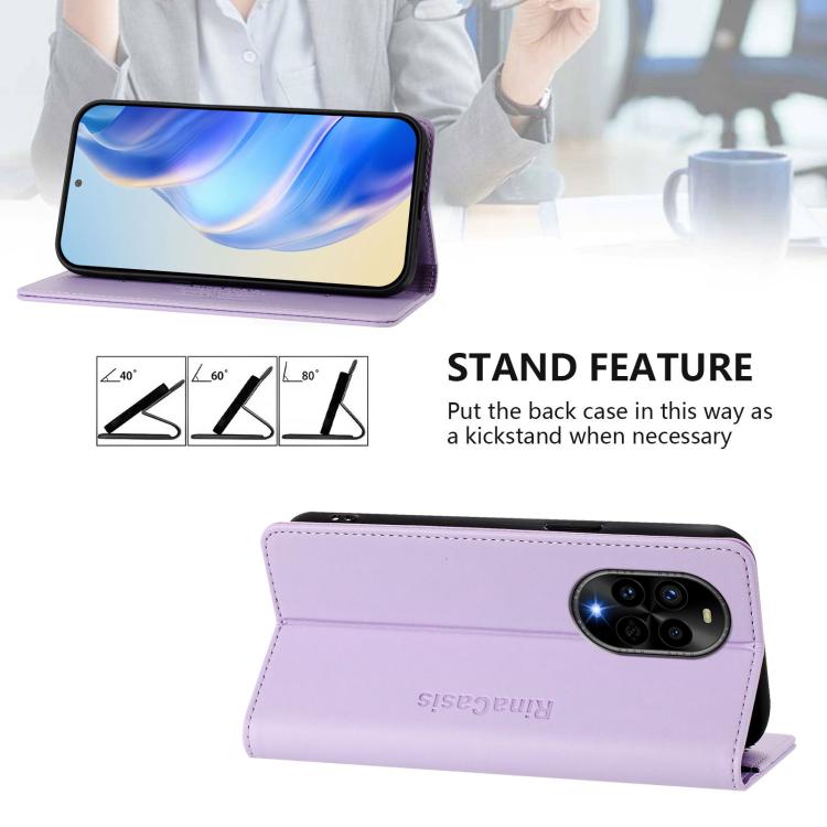For Huawei Nova 13 Pro RC01 Dual-Folded Magnetic Suction RFID Leather Phone Case