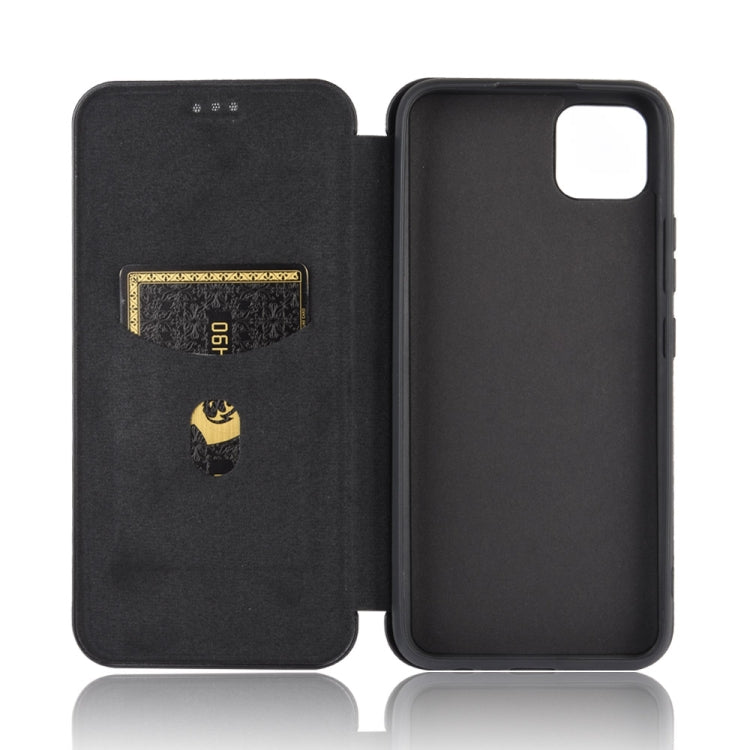 For OPPO Realme C11 Carbon Fiber Texture Horizontal Flip TPU + PC + PU Leather Case with Card Slot