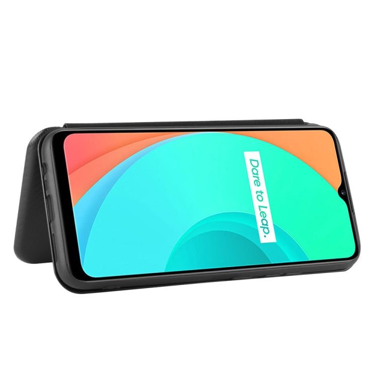 For OPPO Realme C11 Carbon Fiber Texture Horizontal Flip TPU + PC + PU Leather Case with Card Slot