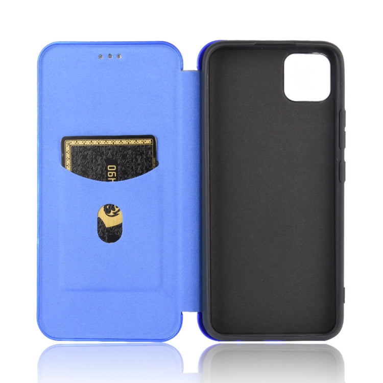 For OPPO Realme C11 Carbon Fiber Texture Horizontal Flip TPU + PC + PU Leather Case with Card Slot