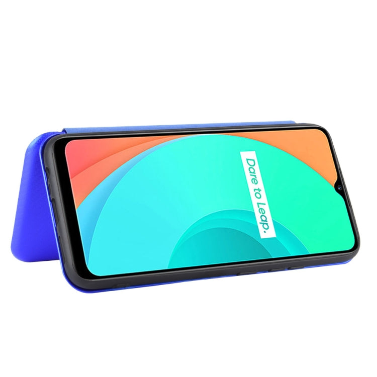 For OPPO Realme C11 Carbon Fiber Texture Horizontal Flip TPU + PC + PU Leather Case with Card Slot