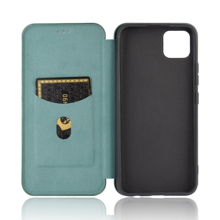 For OPPO Realme C11 Carbon Fiber Texture Horizontal Flip TPU + PC + PU Leather Case with Card Slot