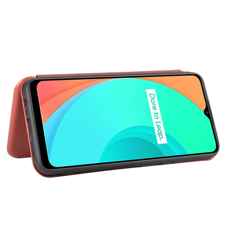 For OPPO Realme C11 Carbon Fiber Texture Horizontal Flip TPU + PC + PU Leather Case with Card Slot