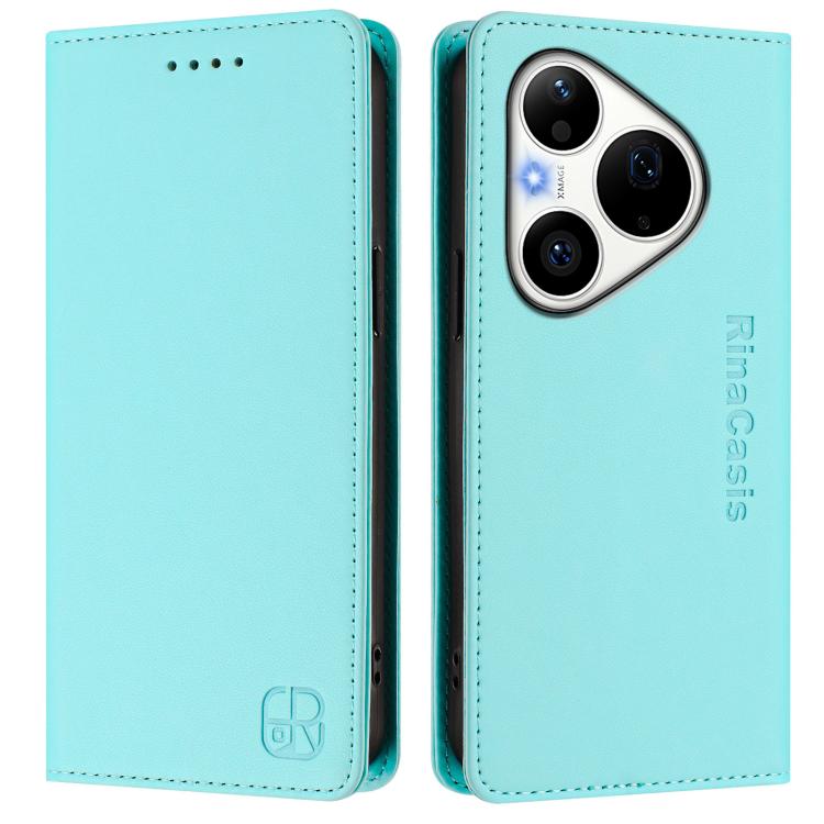 For Huawei Pura 90 Pro 5G RC01 Dual-Folded Magnetic Suction RFID Leather Phone Case