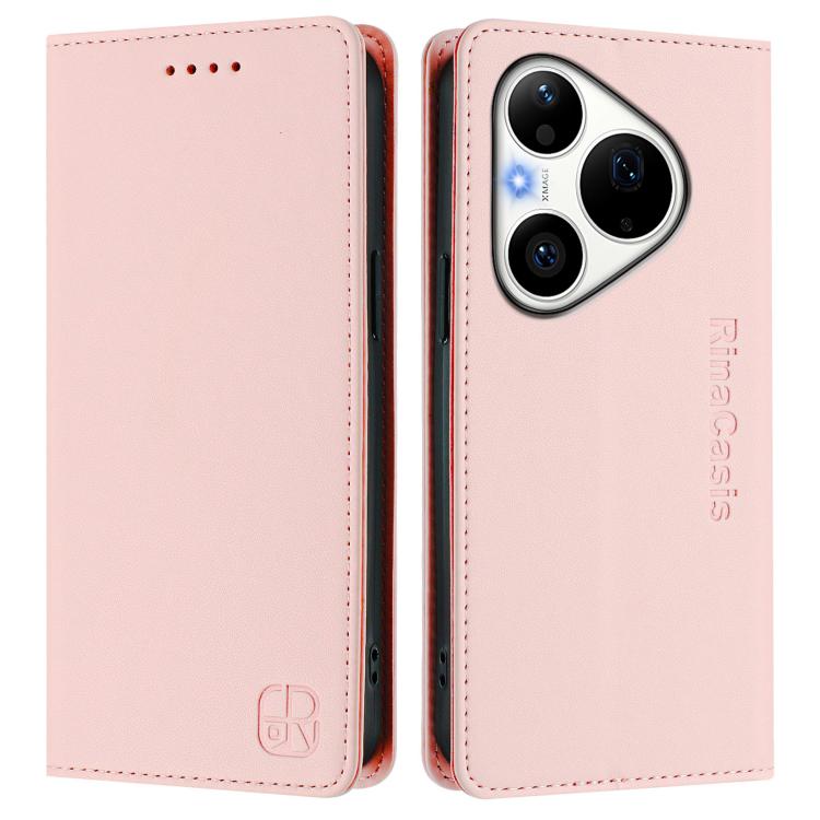 For Huawei Pura 90 Pro 5G RC01 Dual-Folded Magnetic Suction RFID Leather Phone Case