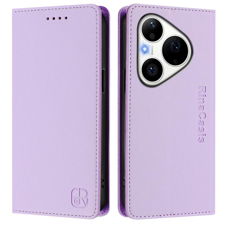 For Huawei Pura 90 Pro 5G RC01 Dual-Folded Magnetic Suction RFID Leather Phone Case