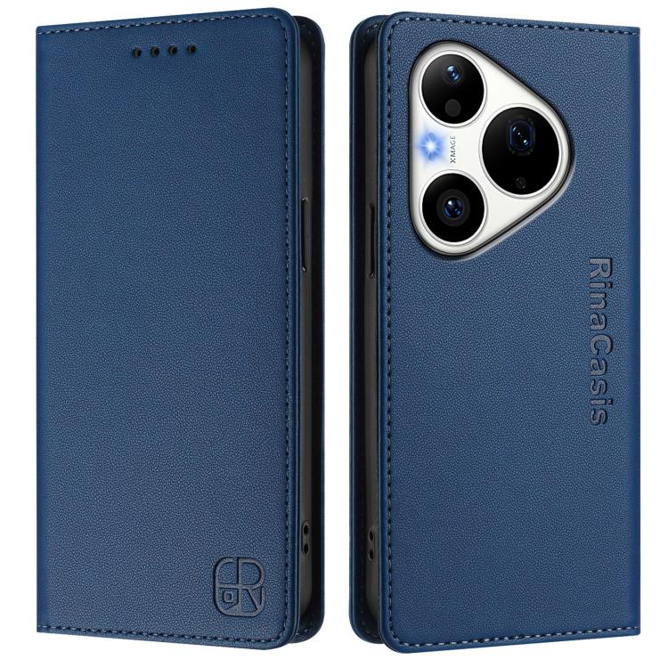 For Huawei Pura 90 Pro 5G RC01 Dual-Folded Magnetic Suction RFID Leather Phone Case