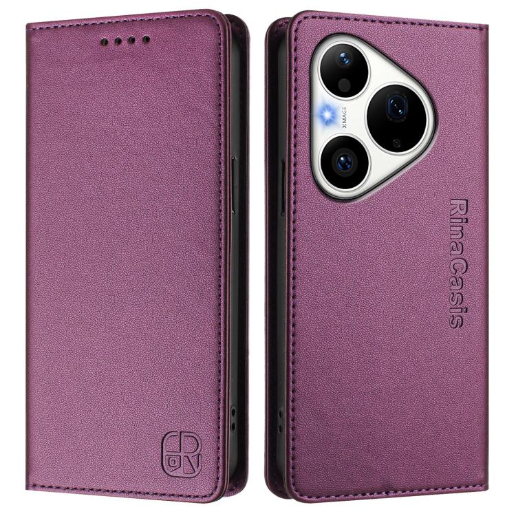 For Huawei Pura 90 Pro 5G RC01 Dual-Folded Magnetic Suction RFID Leather Phone Case