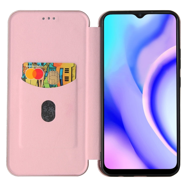 For OPPO Realme C15 Carbon Fiber Texture Horizontal Flip TPU + PC + PU Leather Case with Card Slot