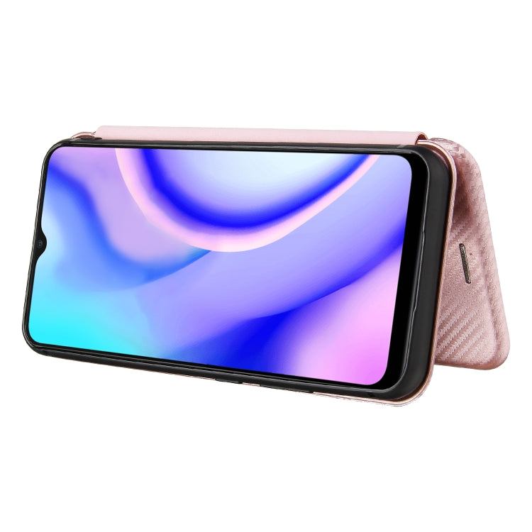 For OPPO Realme C15 Carbon Fiber Texture Horizontal Flip TPU + PC + PU Leather Case with Card Slot