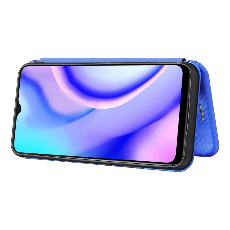 For OPPO Realme C15 Carbon Fiber Texture Horizontal Flip TPU + PC + PU Leather Case with Card Slot