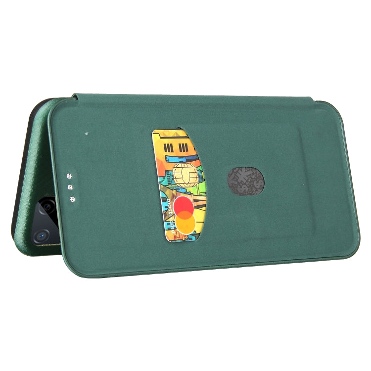 For OPPO Realme C15 Carbon Fiber Texture Horizontal Flip TPU + PC + PU Leather Case with Card Slot