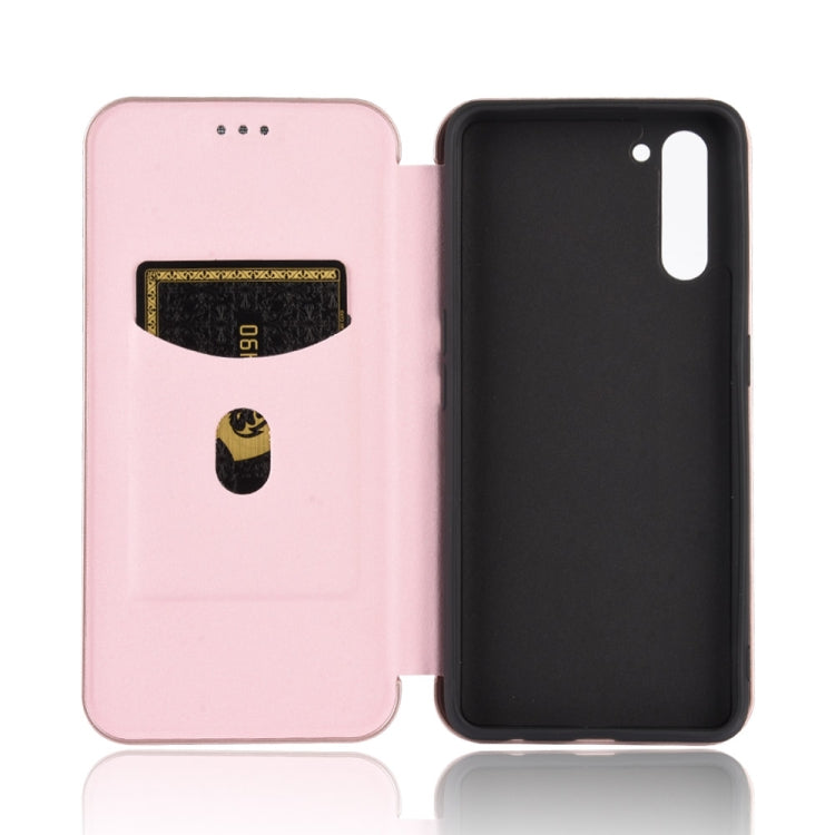 For OPPO Reno3 A(Japanese Version) Carbon Fiber Texture Horizontal Flip TPU + PC + PU Leather Case with Card Slot