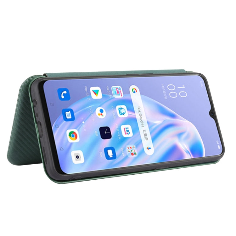 For OPPO Reno3 A(Japanese Version) Carbon Fiber Texture Horizontal Flip TPU + PC + PU Leather Case with Card Slot