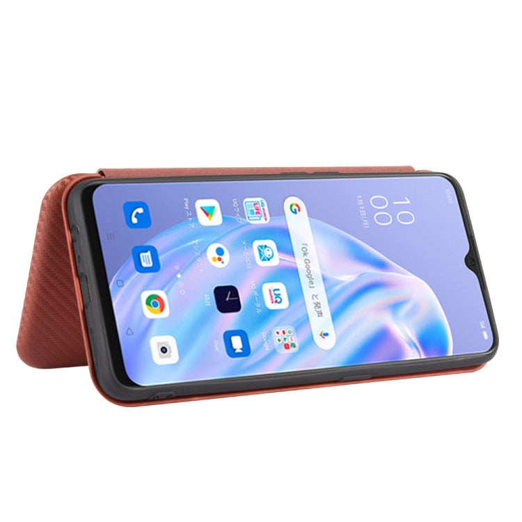 For OPPO Reno3 A(Japanese Version) Carbon Fiber Texture Horizontal Flip TPU + PC + PU Leather Case with Card Slot