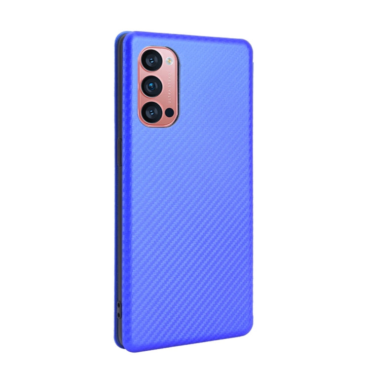For OPPO Reno4 Pro 5G Carbon Fiber Texture Horizontal Flip TPU + PC + PU Leather Case with Card Slot