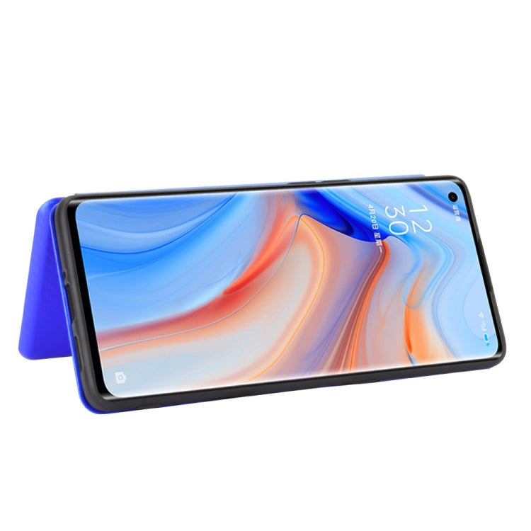 For OPPO Reno4 Pro 5G Carbon Fiber Texture Horizontal Flip TPU + PC + PU Leather Case with Card Slot