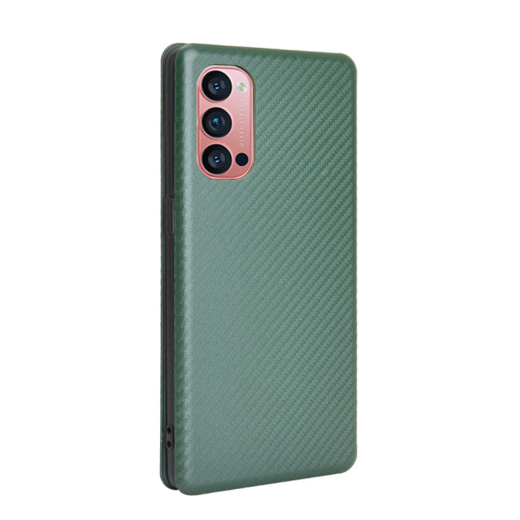 For OPPO Reno4 Pro 5G Carbon Fiber Texture Horizontal Flip TPU + PC + PU Leather Case with Card Slot