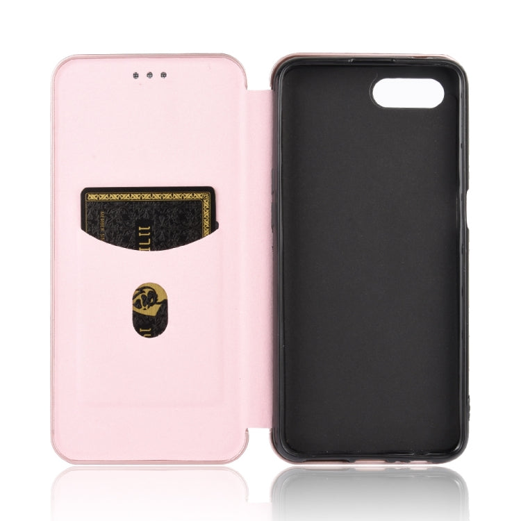For OPPO Reno A Carbon Fiber Texture Horizontal Flip TPU + PC + PU Leather Case with Card Slot