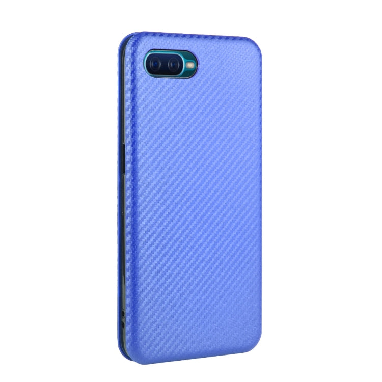 For OPPO Reno A Carbon Fiber Texture Horizontal Flip TPU + PC + PU Leather Case with Card Slot
