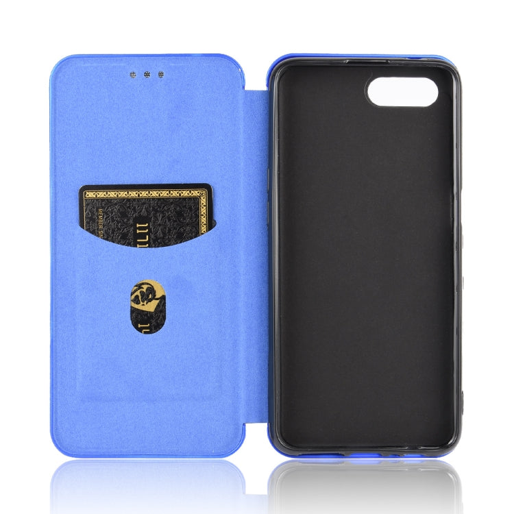 For OPPO Reno A Carbon Fiber Texture Horizontal Flip TPU + PC + PU Leather Case with Card Slot