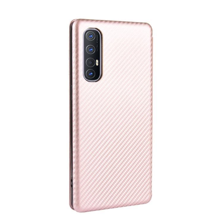 For OPPO Reno3 5G (Japanese Version) Carbon Fiber Texture Horizontal Flip TPU + PC + PU Leather Case with Card Slot