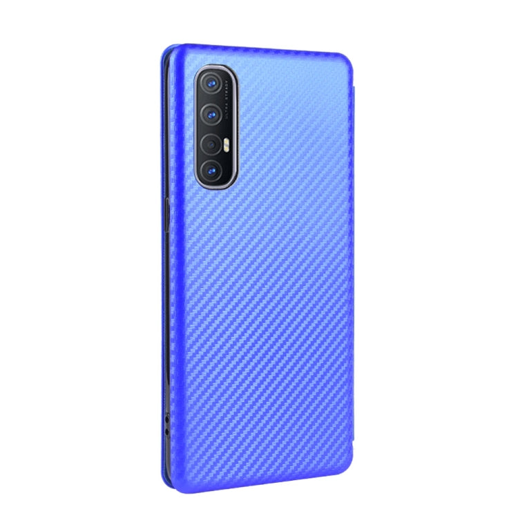 For OPPO Reno3 5G (Japanese Version) Carbon Fiber Texture Horizontal Flip TPU + PC + PU Leather Case with Card Slot