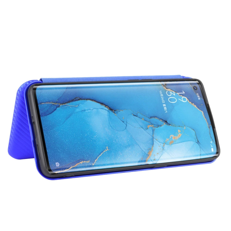 For OPPO Reno3 Pro 5G / Find X2 Neo Carbon Fiber Texture Horizontal Flip TPU + PC + PU Leather Case with Card Slot