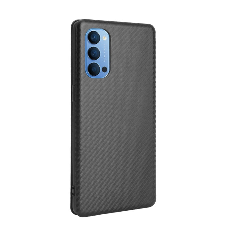 For OPPO Reno4 5G Carbon Fiber Texture Horizontal Flip TPU + PC + PU Leather Case with Card Slot