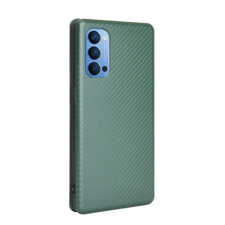 For OPPO Reno4 5G Carbon Fiber Texture Horizontal Flip TPU + PC + PU Leather Case with Card Slot