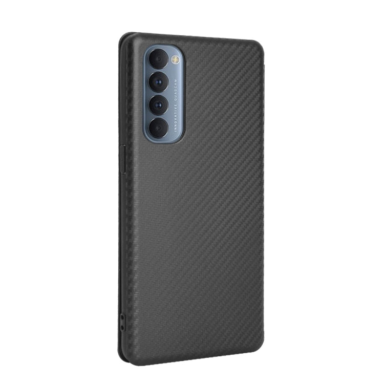 For OPPO Reno4 Pro 4G Carbon Fiber Texture Horizontal Flip TPU + PC + PU Leather Case with Card Slot