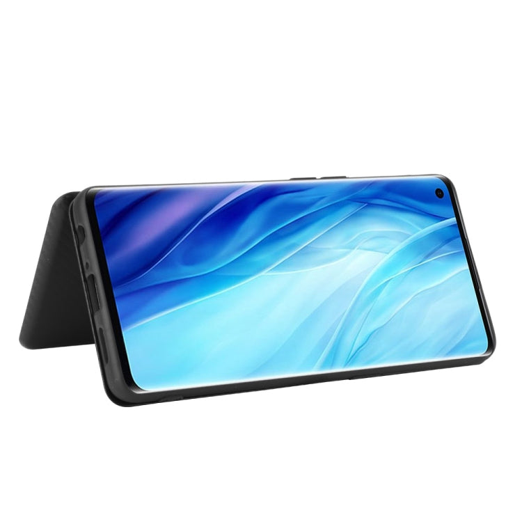 For OPPO Reno4 Pro 4G Carbon Fiber Texture Horizontal Flip TPU + PC + PU Leather Case with Card Slot