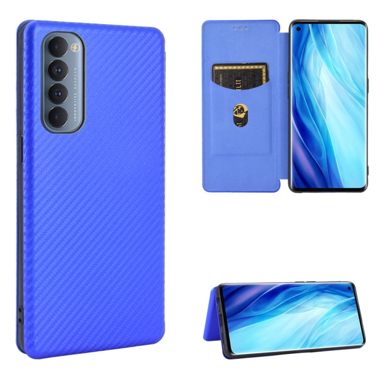 For OPPO Reno4 Pro 4G Carbon Fiber Texture Horizontal Flip TPU + PC + PU Leather Case with Card Slot