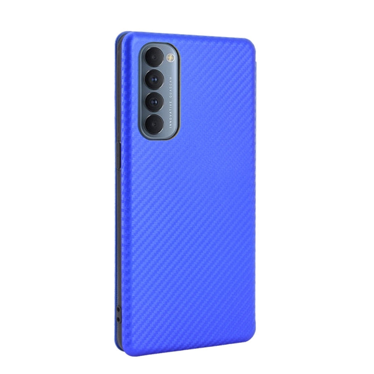 For OPPO Reno4 Pro 4G Carbon Fiber Texture Horizontal Flip TPU + PC + PU Leather Case with Card Slot