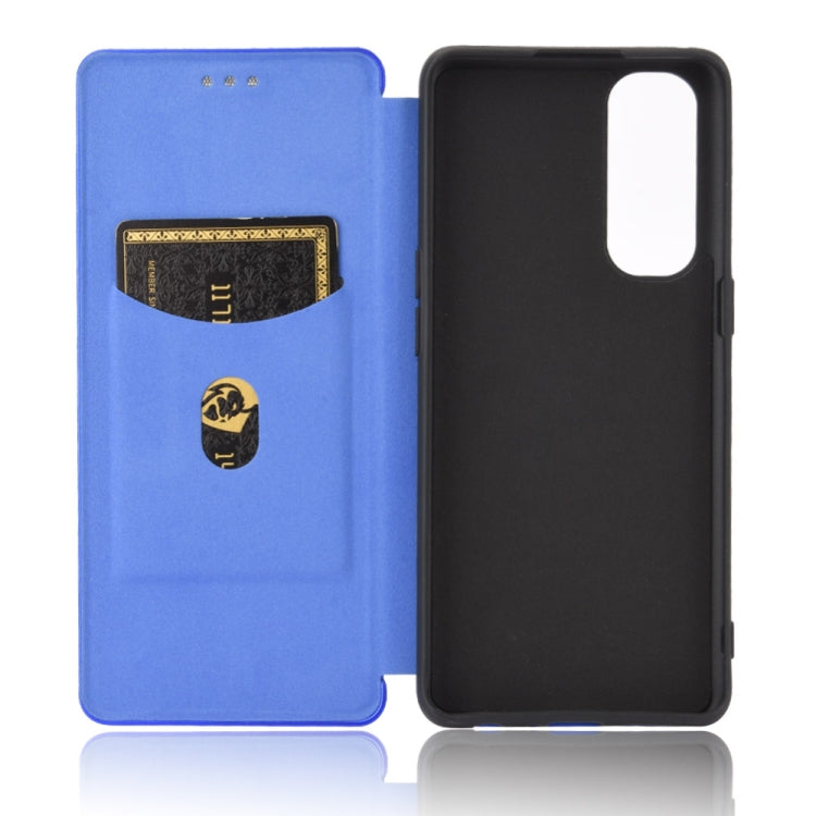 For OPPO Reno4 Pro 4G Carbon Fiber Texture Horizontal Flip TPU + PC + PU Leather Case with Card Slot