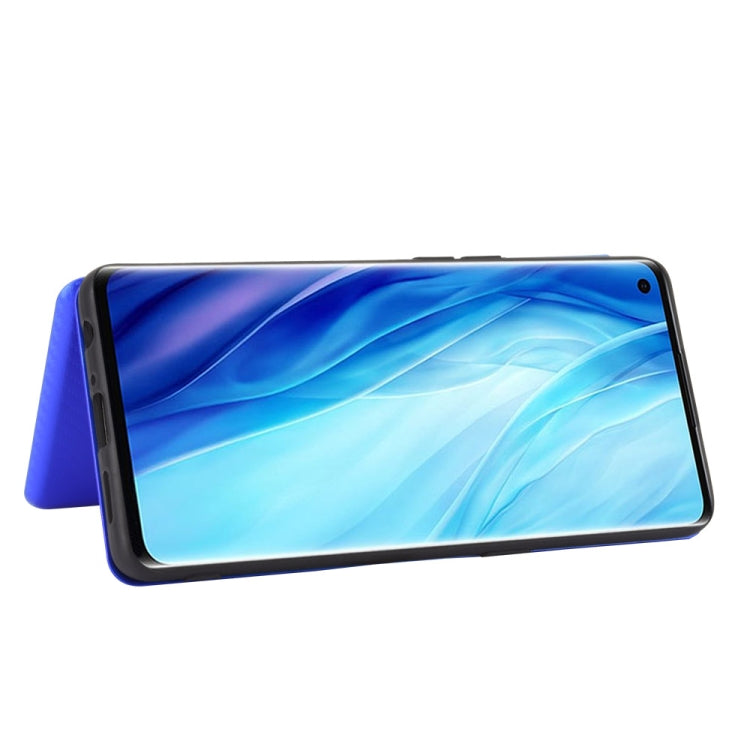 For OPPO Reno4 Pro 4G Carbon Fiber Texture Horizontal Flip TPU + PC + PU Leather Case with Card Slot