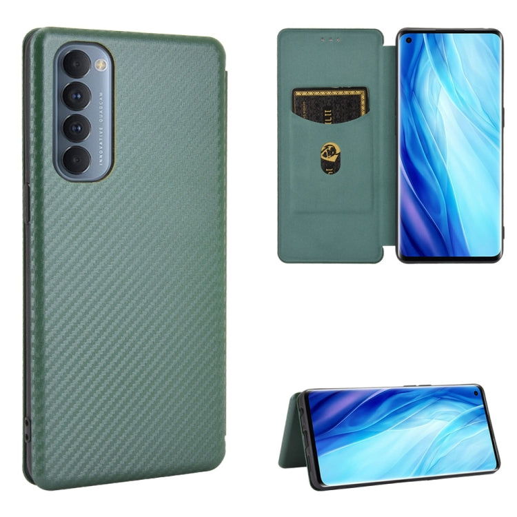 For OPPO Reno4 Pro 4G Carbon Fiber Texture Horizontal Flip TPU + PC + PU Leather Case with Card Slot