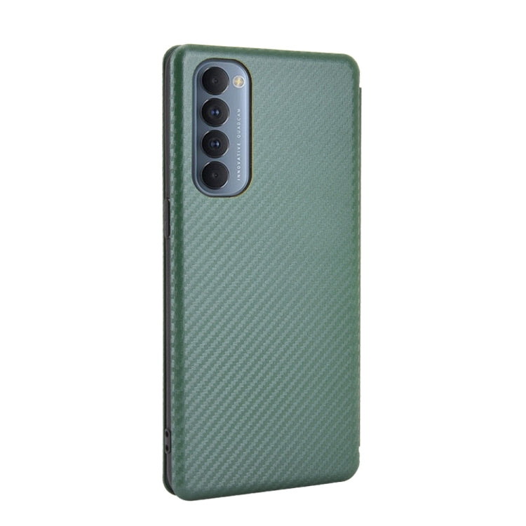For OPPO Reno4 Pro 4G Carbon Fiber Texture Horizontal Flip TPU + PC + PU Leather Case with Card Slot