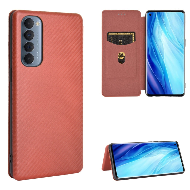 For OPPO Reno4 Pro 4G Carbon Fiber Texture Horizontal Flip TPU + PC + PU Leather Case with Card Slot