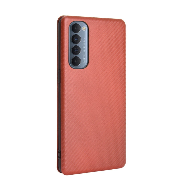 For OPPO Reno4 Pro 4G Carbon Fiber Texture Horizontal Flip TPU + PC + PU Leather Case with Card Slot