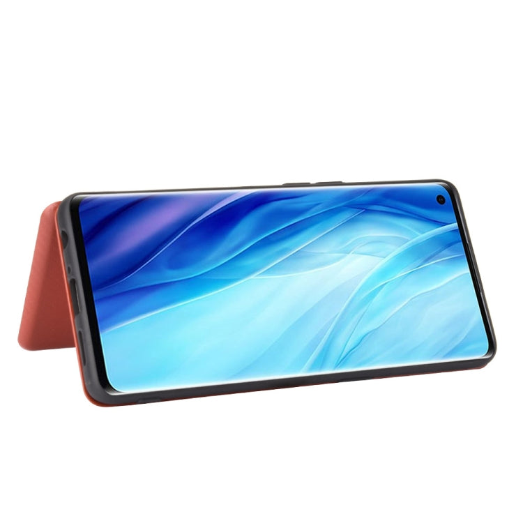 For OPPO Reno4 Pro 4G Carbon Fiber Texture Horizontal Flip TPU + PC + PU Leather Case with Card Slot