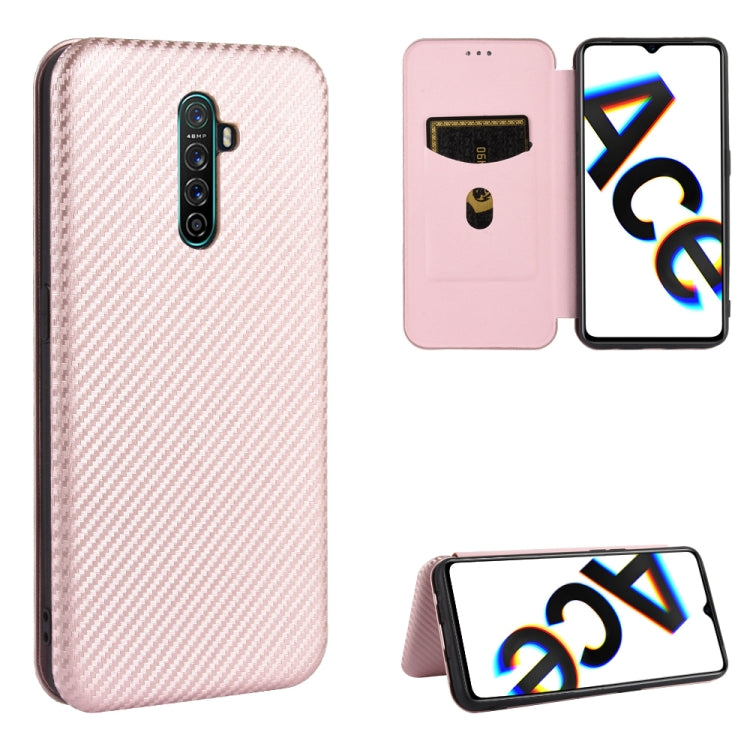 For OPPO Rnoe Ace Carbon Fiber Texture Horizontal Flip TPU + PC + PU Leather Case with Card Slot