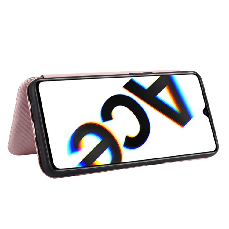 For OPPO Rnoe Ace Carbon Fiber Texture Horizontal Flip TPU + PC + PU Leather Case with Card Slot