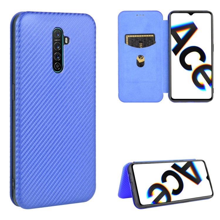 For OPPO Rnoe Ace Carbon Fiber Texture Horizontal Flip TPU + PC + PU Leather Case with Card Slot