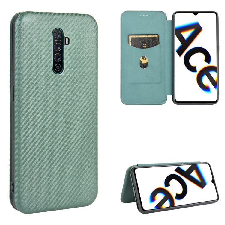 For OPPO Rnoe Ace Carbon Fiber Texture Horizontal Flip TPU + PC + PU Leather Case with Card Slot