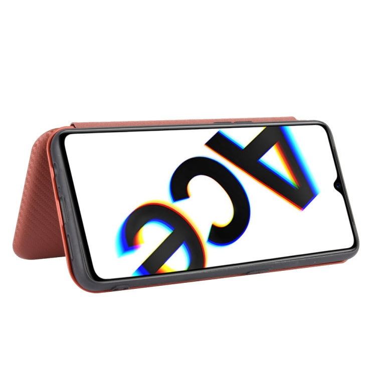 For OPPO Rnoe Ace Carbon Fiber Texture Horizontal Flip TPU + PC + PU Leather Case with Card Slot