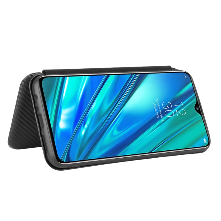 For OPPO Realme 5 Pro / Realme Q Carbon Fiber Texture Horizontal Flip TPU + PC + PU Leather Case with Card Slot