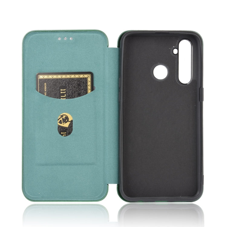 For OPPO Realme 5 Pro / Realme Q Carbon Fiber Texture Horizontal Flip TPU + PC + PU Leather Case with Card Slot